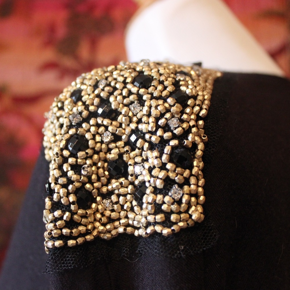 MANGO black oversized shirt with shoulder beading